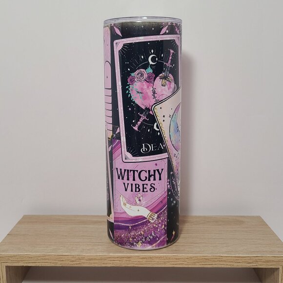Witchy Tarot 20 oz Skinny Tumbler – Sublimated by Scott Heil | The Crowing Hen - Picture 3 of 7
